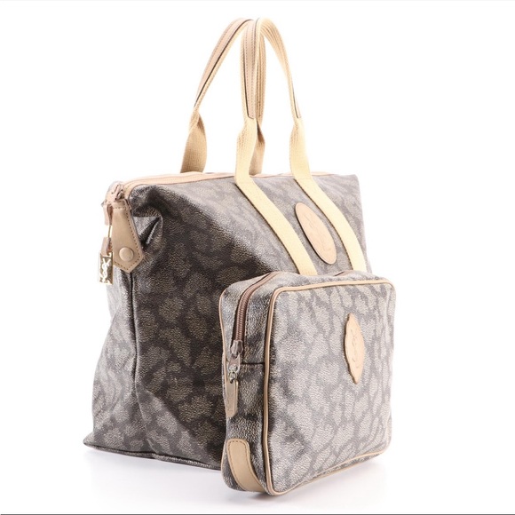 YSL zip tote bag and pouch in giraffe print coated canvas /leather. - Picture 2 of 11